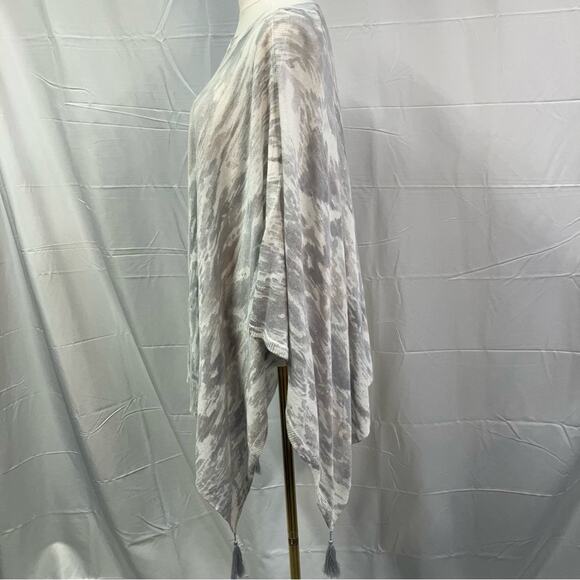 J.‎ Jill Linen Artsy Poncho One Size Coastal Clean Girl Beachy Boho Fringe - Picture 9 of 13